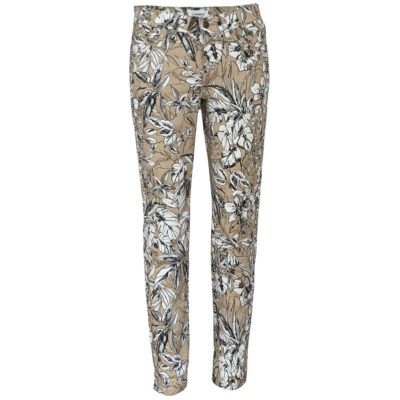 Cambio Jeans • slim fit jeans Pina Short in beige bladmotief