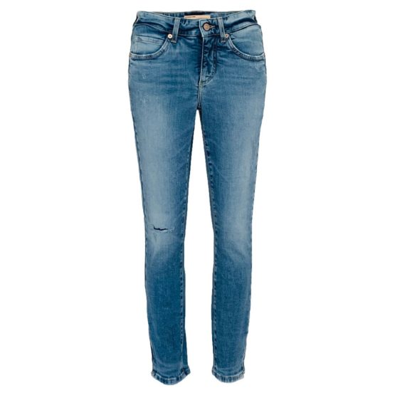 Cambio Jeans • blauwe Parla Zip jeans eco met beschadigingen