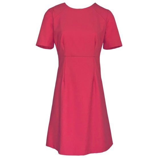 Twinset • belijnde roze jurk met korte mouwen