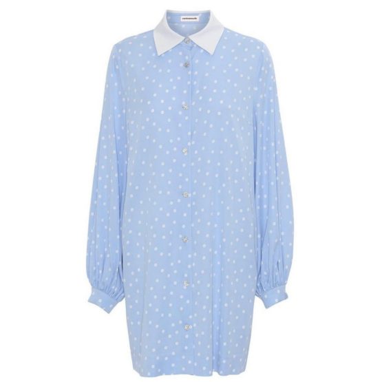 Custommade • lichtblauwe jurk Jill met witte polka-dots