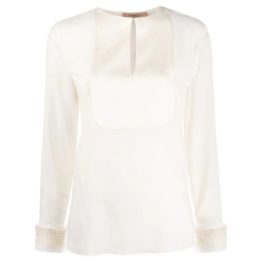 Twinset • sneeuw witte blouse met parels