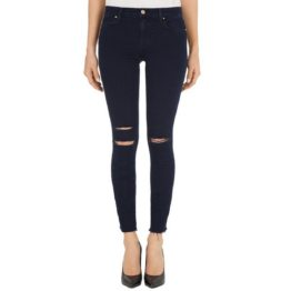 J Brand • donkerblauwe skinny jeans met beschadigingen