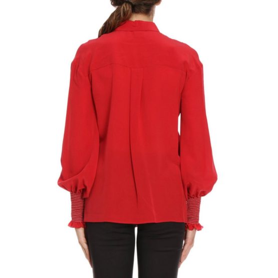 Pinko • rode zijden blouse Alberto met elastische manchetten