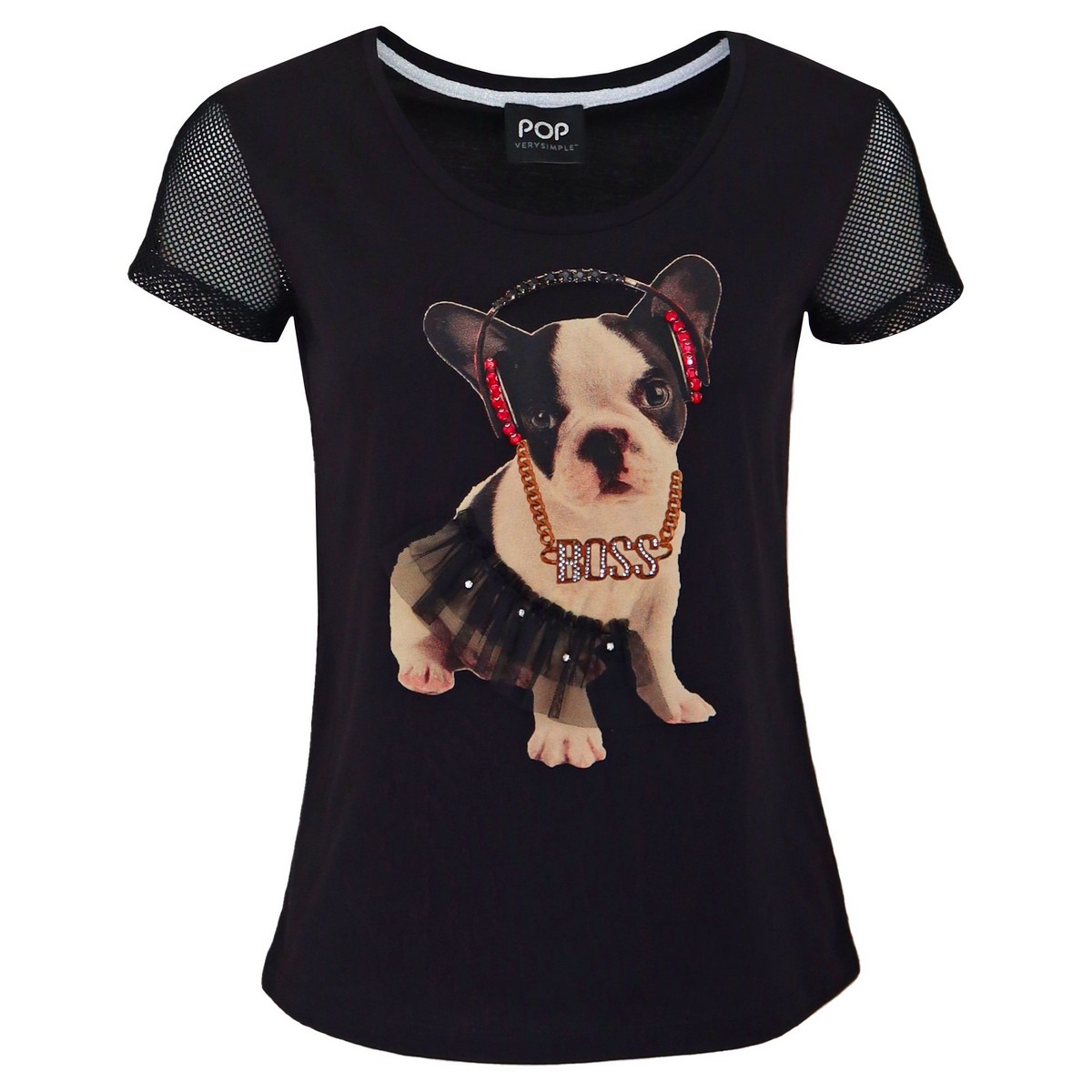 Verysimple • Zwart Shirt Met Hond • 36 (IT42)