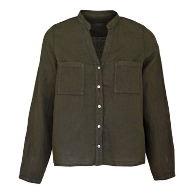 Backstage • linnen blouse in dark olive