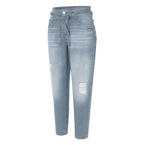 MAC • gestreepte MINA jeans met beschadigingen