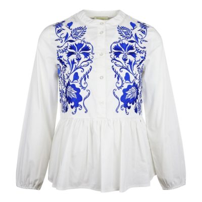 Verysimple • witte tuniek met blauw borduursel