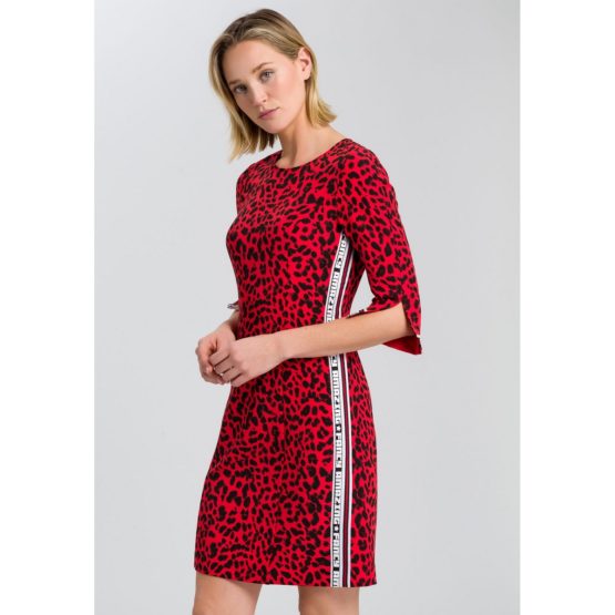 Marc Aurel • rode jurk met luipaard print
