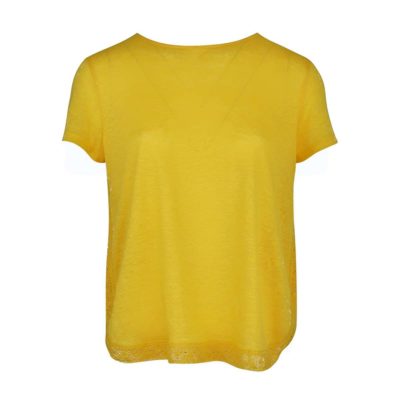 Princess goes Hollywood • geel linnen shirt met kant