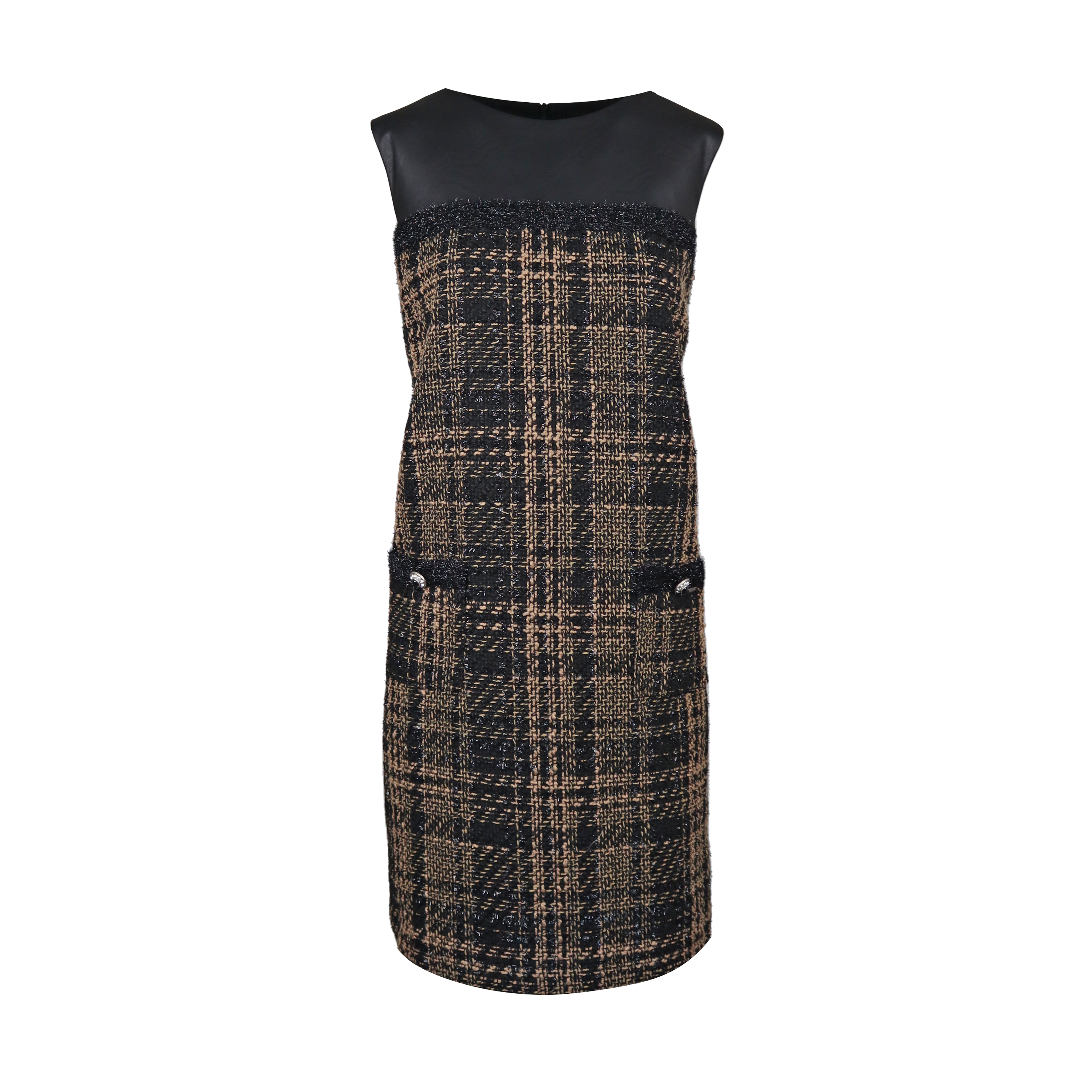 Fracomina • Geruite Zwart Beige Jurk • L