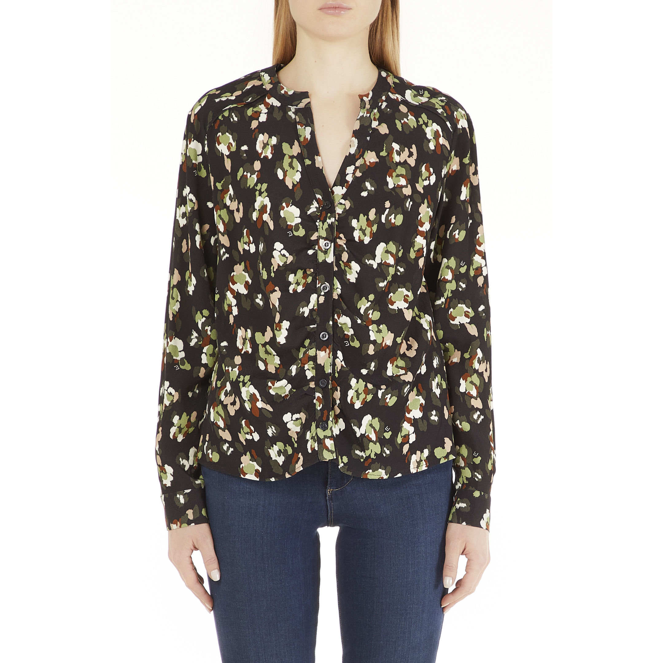 Liu Jo • Zwarte Blouse Camouflage • Xs (IT40)