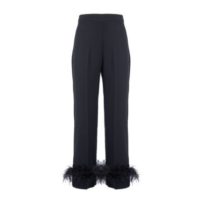Nenette • zwarte pantalon met veren