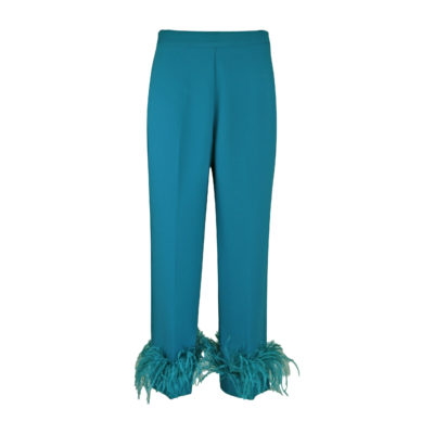 Nenette • Blauwe Pantalon Met Veren • M (IT44)