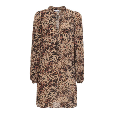 Patrizia Pepe • korte bruine jurk met luipaard print