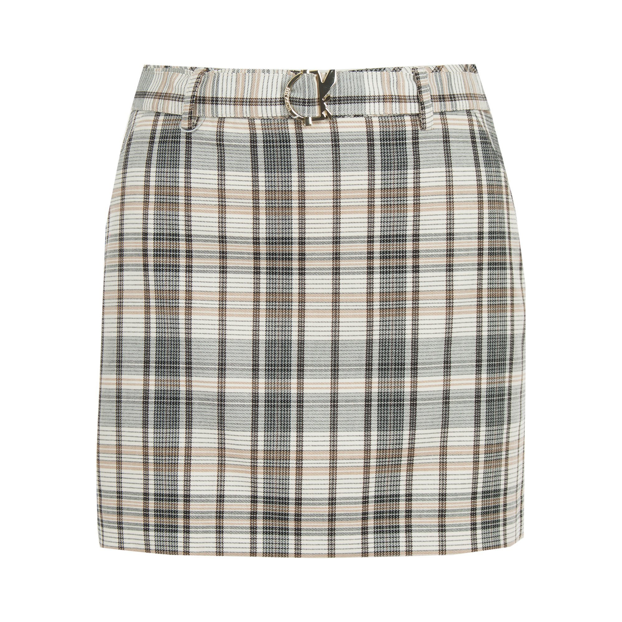 Patrizia Pepe • Geruite Beige Mini Rok • 40 (IT46)