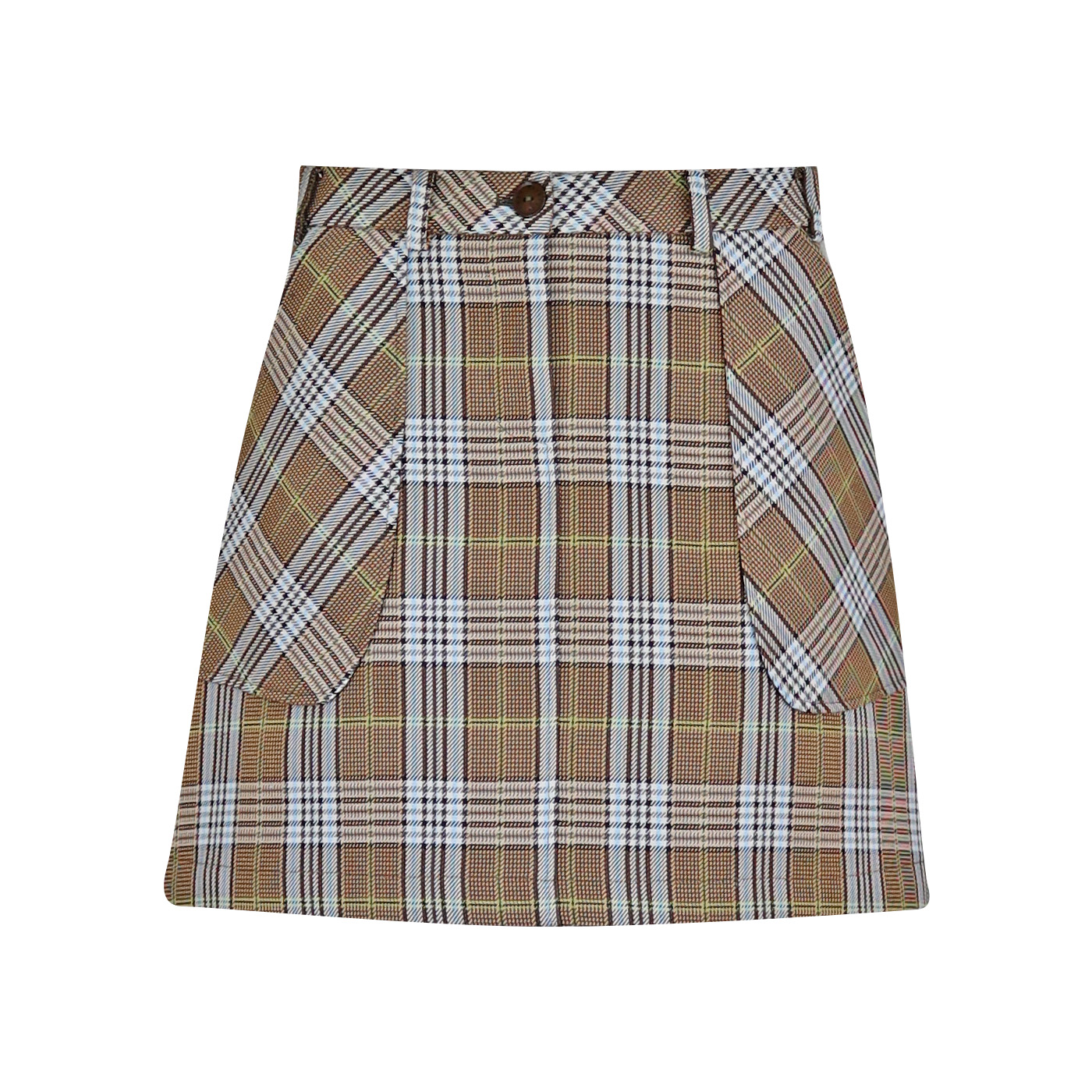 Patrizia Pepe • Geruite Bruine Mini Rok • 36 (IT42)