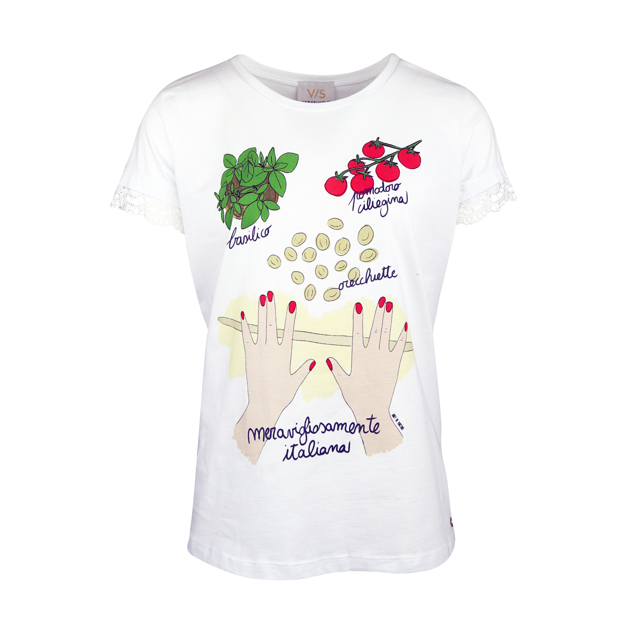 Verysimple • Wit T-shirt Italiaans Eten • S (IT42)