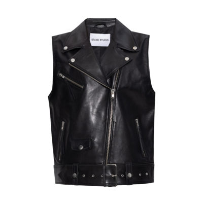Stand Studio • zwart leren bikers vest