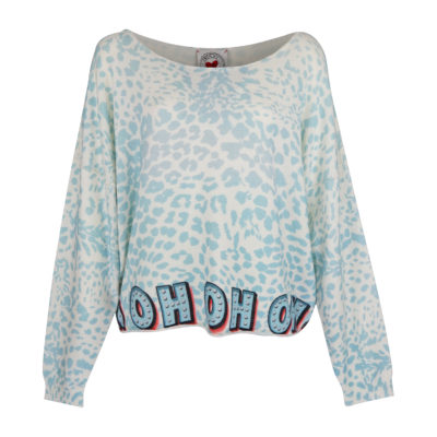 Frogbox • wollen trui met blauwe luipaard print