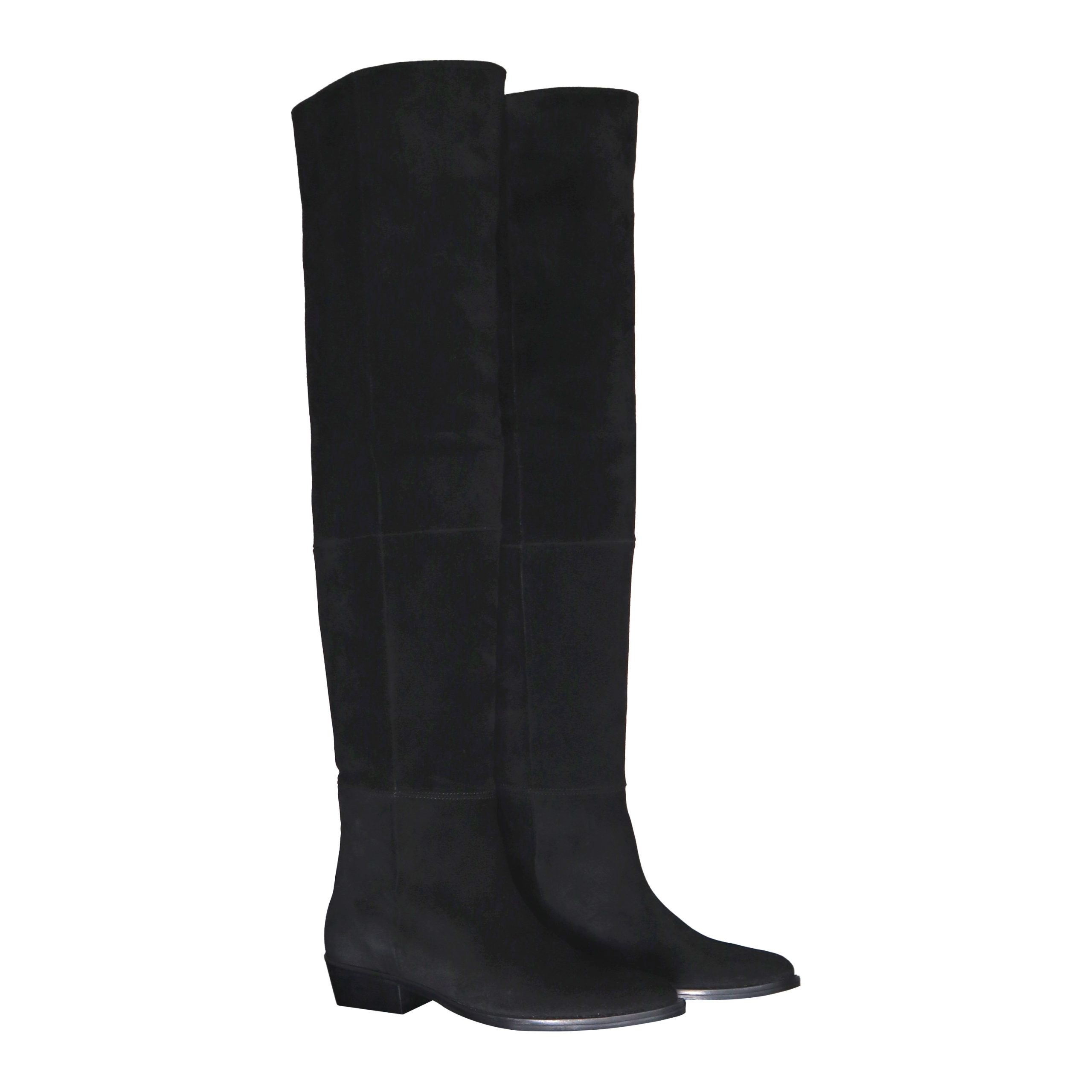 Toral • Zwarte Suede Knielaarzen • 36