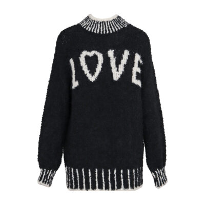 Frogbox • wollen love trui zwart wit