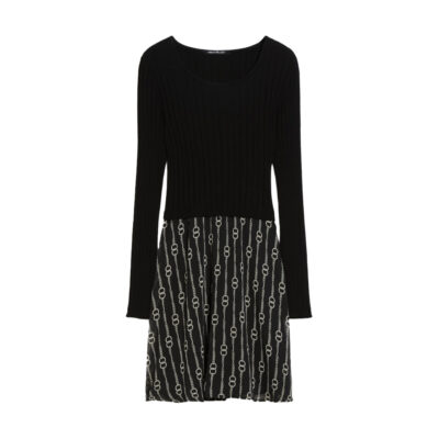 Pennyblack • zwarte gebreide jurk met crêpe rok